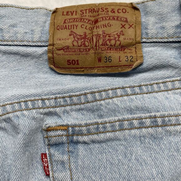 Vintage 501 Levis Jeans Denim Men’s 32”x31” Button Fly USA 1991 Light Wash - Picture 8 of 12